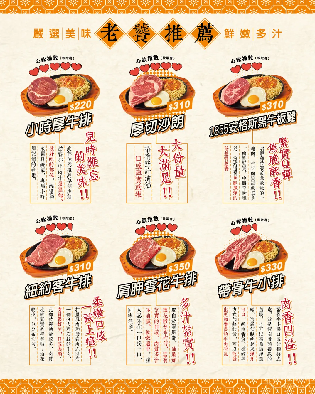 小時厚牛排竹南博愛店菜單