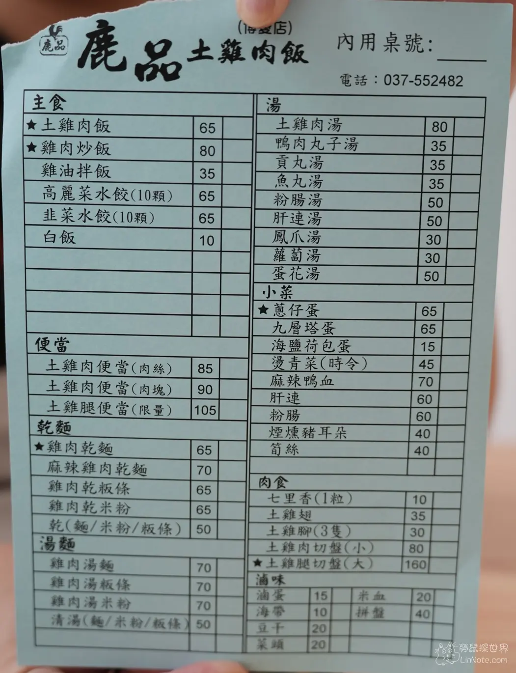 鹿品土雞肉飯博愛店菜單